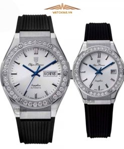 OLYM PIANUS OP990-45DGS-GL-T & OP990-45DLS-GL-T - ĐỒNG HỒ ĐÔI - KÍNH SAPPHIRE - DÂY CAO SU - AUTOMATIC - SIZE 42&34 mm - MÁY NHẬT
