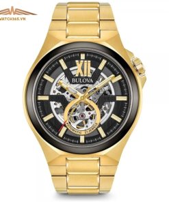 BULOVA SKELETON 98A178 - NAM - KÍNH KHOÁNG - DÂY KIM LOẠI - AUTOMATIC - SIZE 46MM - MÁY THỤY SỸ