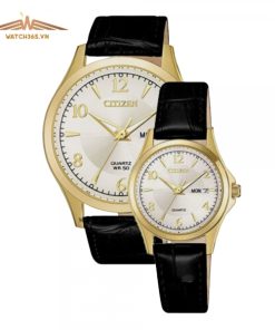 CITIZEN BF2003-25A & EQ0593-26A - ĐỒNG HỒ ĐÔI - KÍNH KHOÁNG - DÂY DA - PIN - SIZE 41&27.5MM - MÁY NHẬT