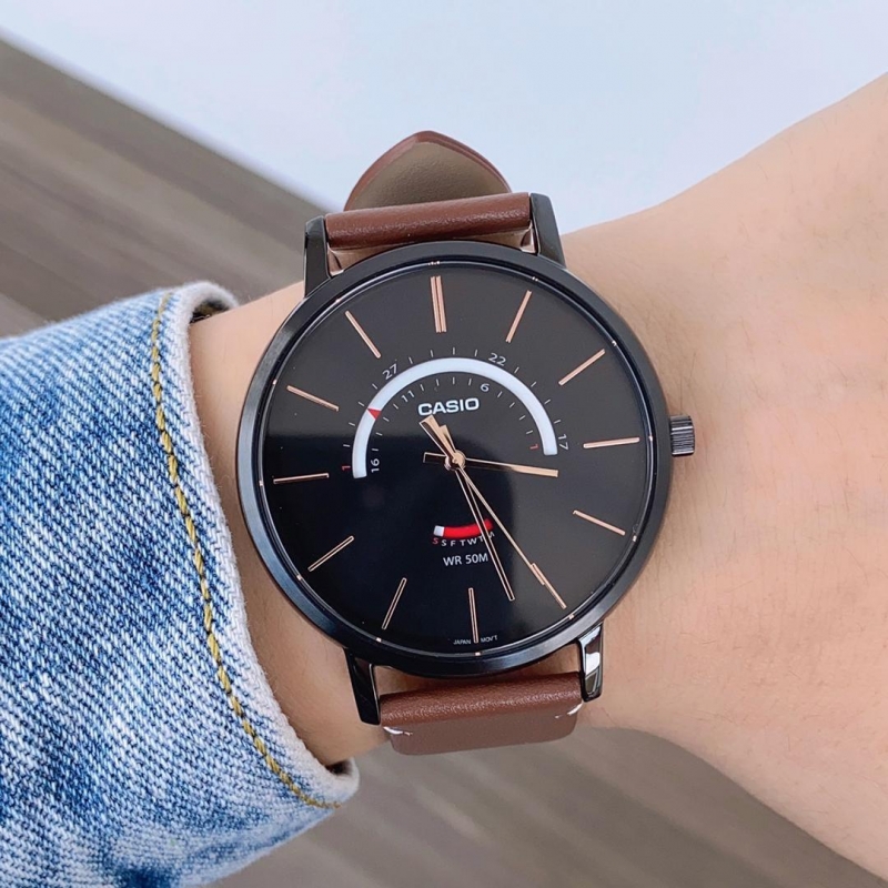 CASIO MTP-B105BL-1AVDF - NAM - KÍNH KHOÁNG - DÂY DA - PIN - SIZE 43MM - MÁY NHẬT - Ảnh 2