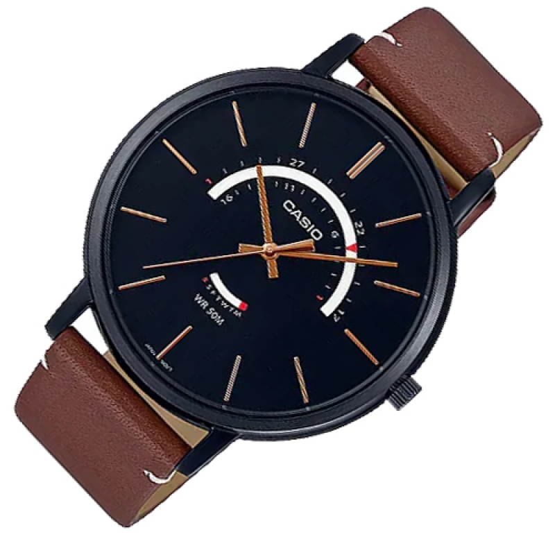 CASIO MTP-B105BL-1AVDF - NAM - KÍNH KHOÁNG - DÂY DA - PIN - SIZE 43MM - MÁY NHẬT - Ảnh 5