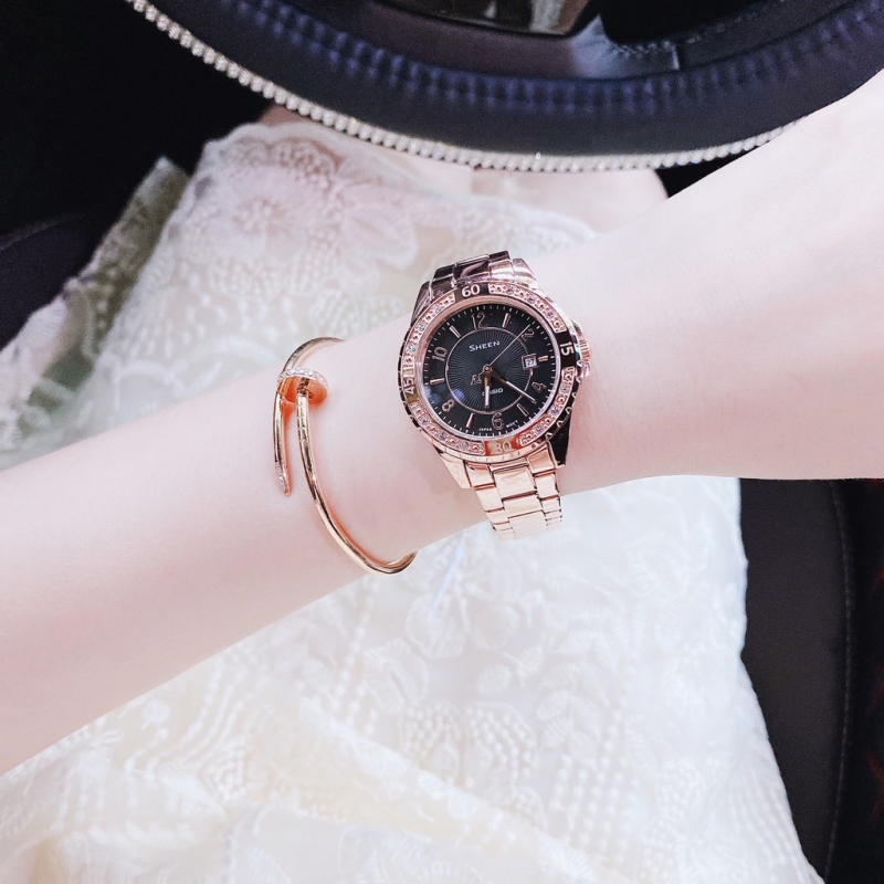 CASIO SHEEN SHE-4532PG-1AUDF - NỮ - KÍNH SAPPHIRE - DÂY KIM LOẠI - PIN - SIZE 35MM - MÁY NHẬT - Ảnh 2