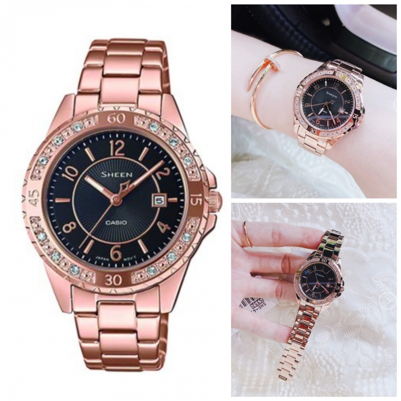 CASIO SHEEN SHE-4532PG-1AUDF - NỮ - KÍNH SAPPHIRE - DÂY KIM LOẠI - PIN - SIZE 35MM - MÁY NHẬT - Ảnh 5