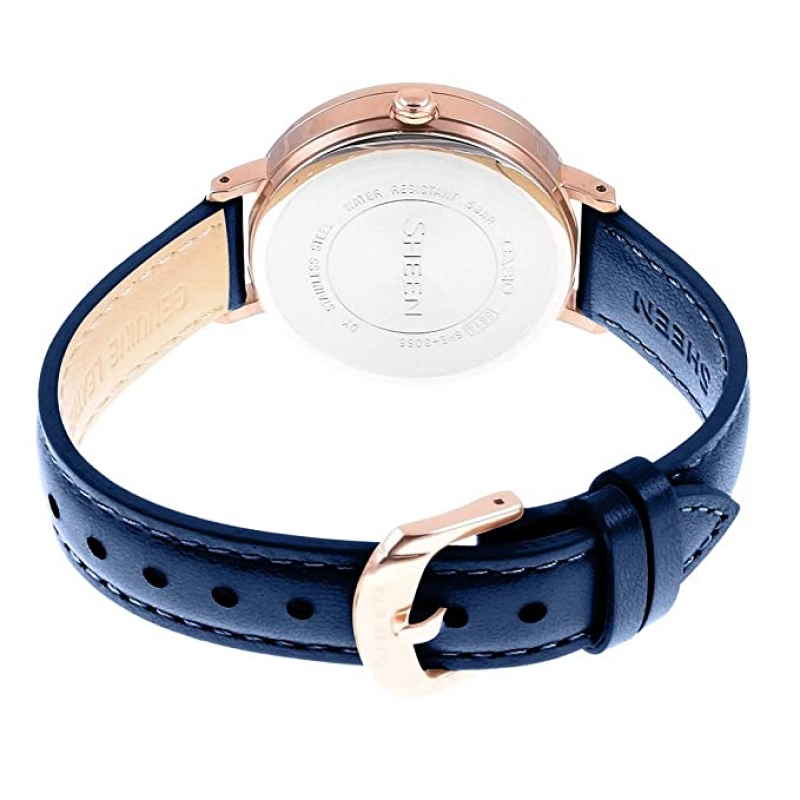 CASIO SHEEN SHE-3066PGL-7AUDF - NỮ - KÍNH KHOÁNG - DÂY DA - PIN - SIZE 34mm - MÁY NHẬT - Ảnh 6