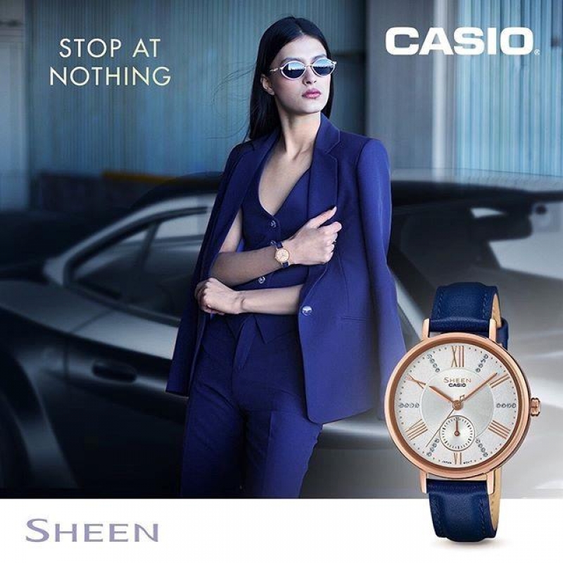 CASIO SHEEN SHE-3066PGL-7AUDF - NỮ - KÍNH KHOÁNG - DÂY DA - PIN - SIZE 34mm - MÁY NHẬT - Ảnh 2