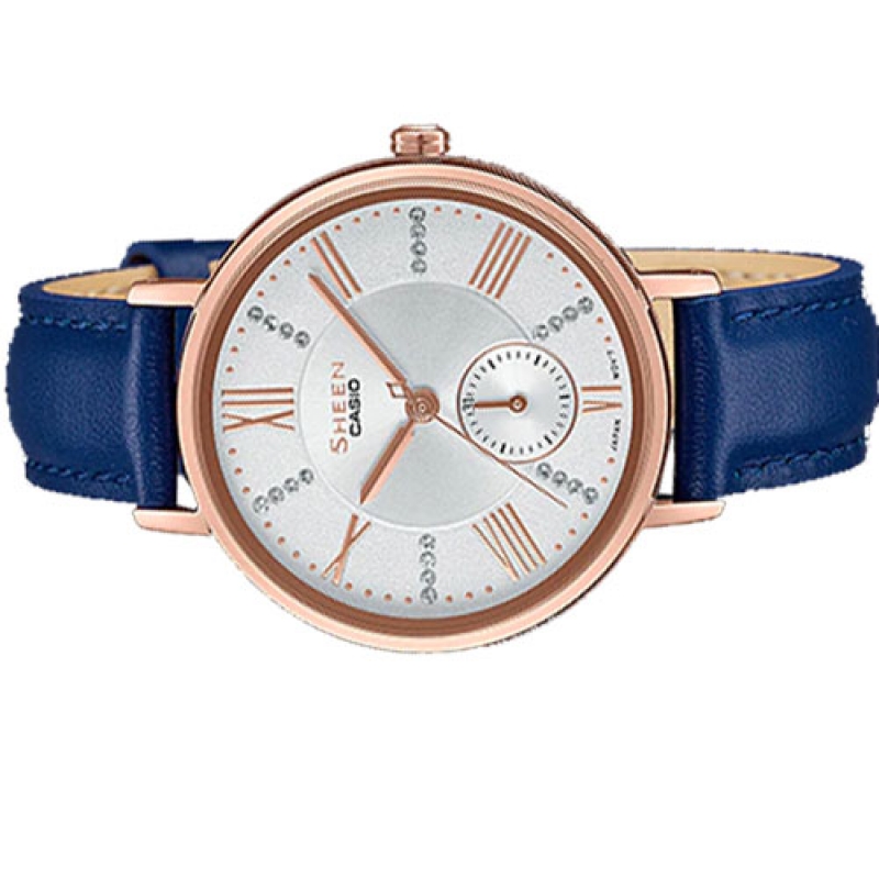 CASIO SHEEN SHE-3066PGL-7AUDF - NỮ - KÍNH KHOÁNG - DÂY DA - PIN - SIZE 34mm - MÁY NHẬT - Ảnh 7