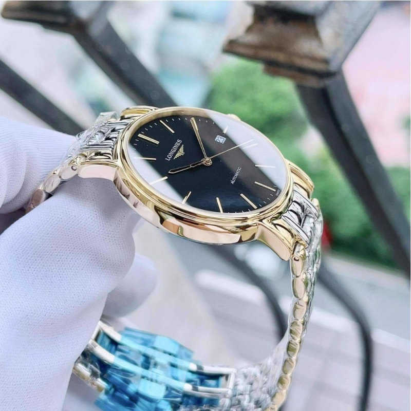 LONGINES PRESENCE BLACKGOLD L4.921.2.52.7 - NAM - KÍNH SAPPHIRE - DÂY KIM LOẠI - AUTOMATIC - SIZE 38.5MM - MÁY THỤY SỸ - Ảnh 7
