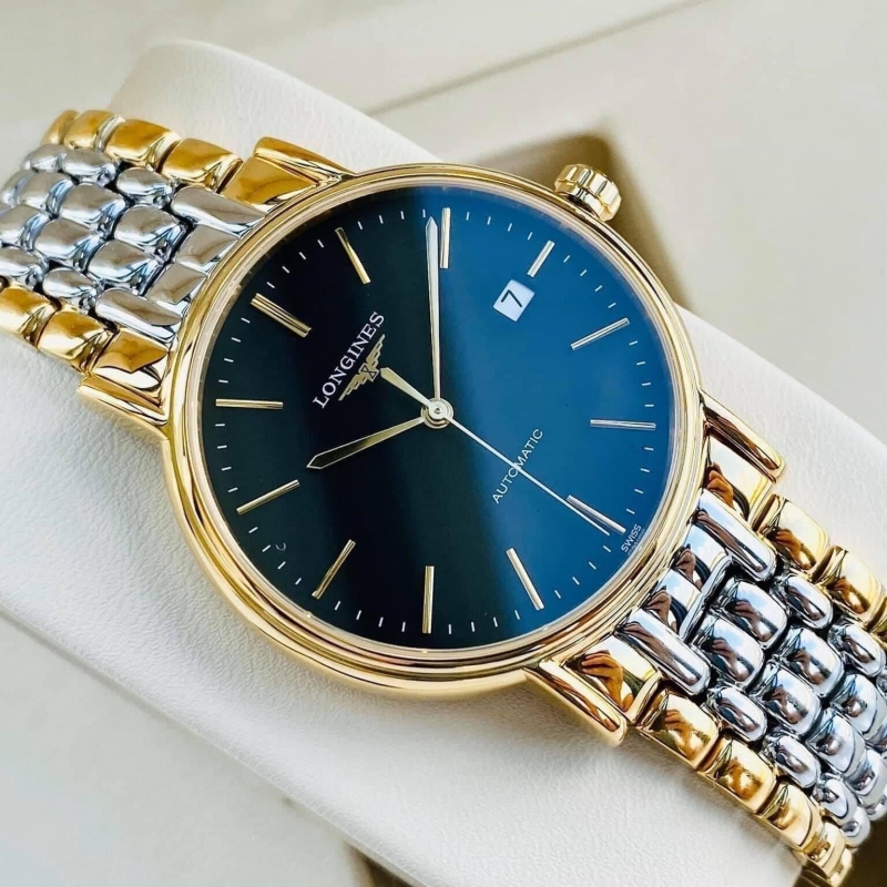 LONGINES PRESENCE BLACKGOLD L4.921.2.52.7 - NAM - KÍNH SAPPHIRE - DÂY KIM LOẠI - AUTOMATIC - SIZE 38.5MM - MÁY THỤY SỸ - Ảnh 3
