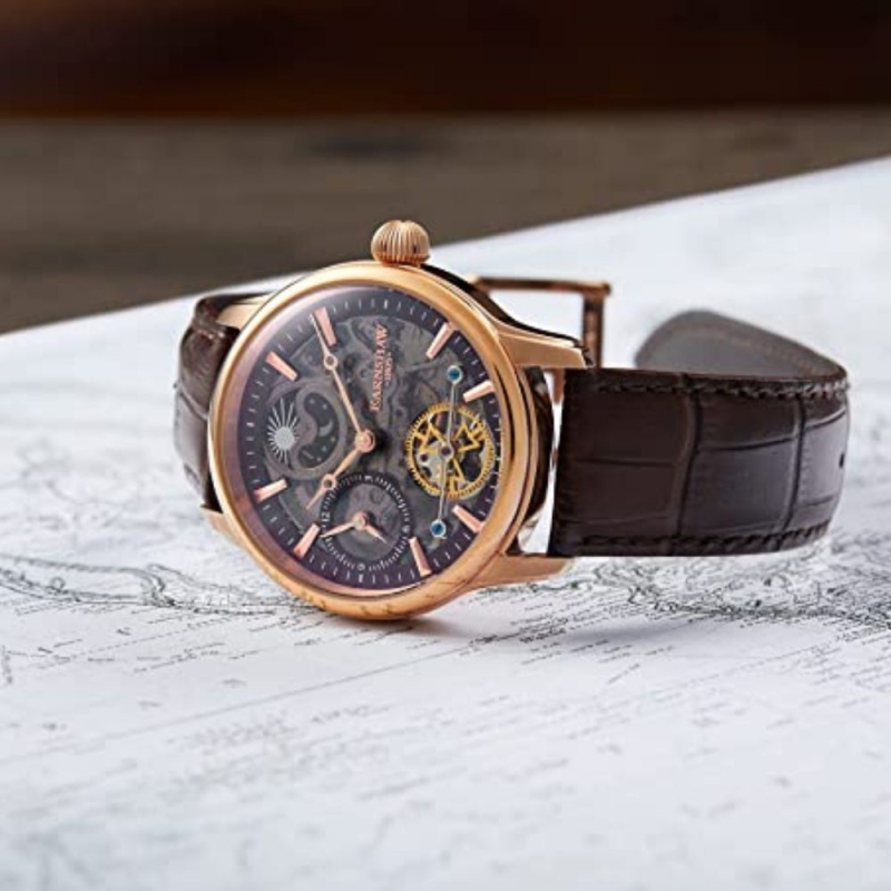 THOMAS EARNSHAW LONGITUDE SKELETON ES-8063-06 - NAM - KÍNH KHOÁNG - DÂY DA - AUTOMATIC - SIZE 44MM - MÁY ANH QUỐC - Ảnh 5
