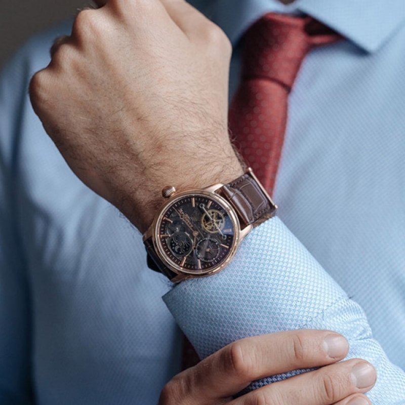 THOMAS EARNSHAW LONGITUDE SKELETON ES-8063-06 - NAM - KÍNH KHOÁNG - DÂY DA - AUTOMATIC - SIZE 44MM - MÁY ANH QUỐC - Ảnh 9