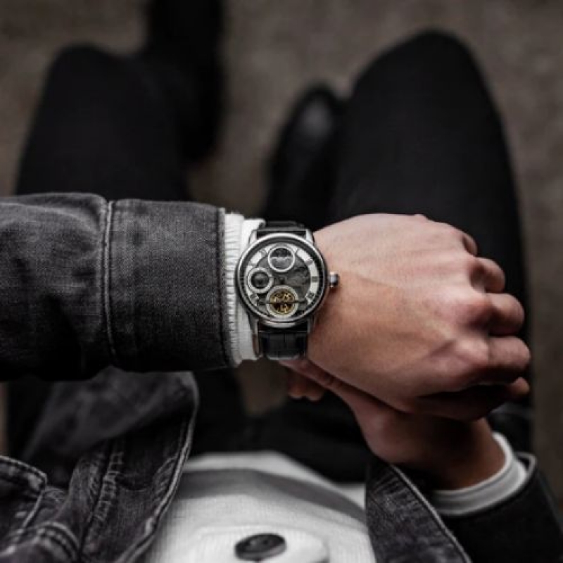 THOMAS EARNSHAW LONGITUDE SKELETON ES-8063-01 - NAM - KÍNH KHOÁNG - DÂY DA - AUTOMATIC - SIZE 44MM - MÁY ANH QUỐC - Ảnh 6