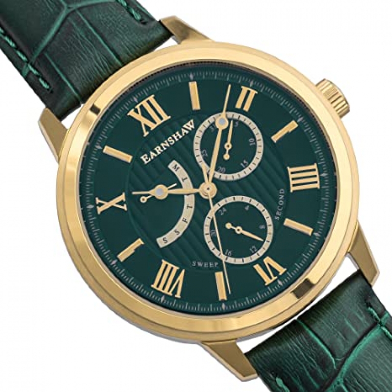 THOMAS EARNSHAW CORNWALL MULTI FUNCTION ES-8060-02 - NAM - KÍNH KHOÁNG - DÂY DA - PIN - SIZE 42MM - MÁY ANH QUỐC - Ảnh 2