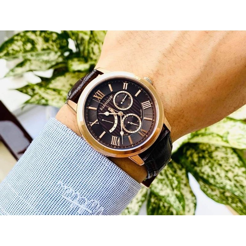 THOMAS EARNSHAW CORNWALL MULTI FUNCTION ES-8060-04 - NAM - KÍNH KHOÁNG - DÂY DA - PIN - SIZE 42MM - MÁY ANH QUỐC - Ảnh 2