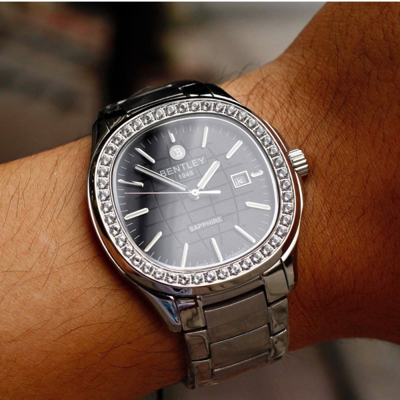 BENTLEY BL1869-101MWBI - NAM - KÍNH SAPPHIRE - DÂY KIM LOẠI - PIN - SIZE 40MM - MÁY ĐỨC - Ảnh 3