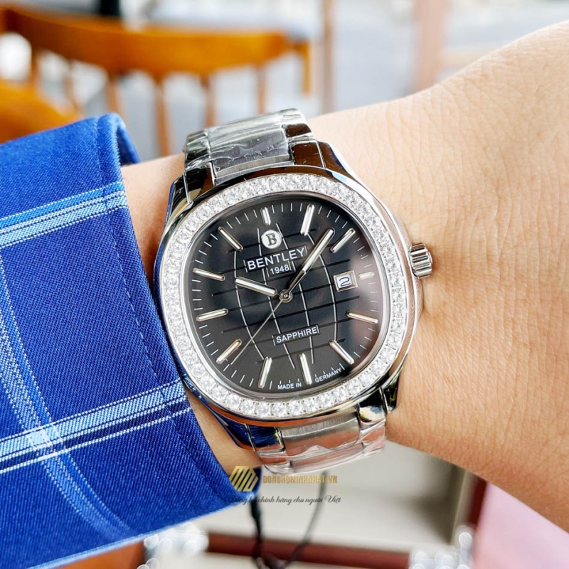 BENTLEY BL1869-101MWBI - NAM - KÍNH SAPPHIRE - DÂY KIM LOẠI - PIN - SIZE 40MM - MÁY ĐỨC - Ảnh 4