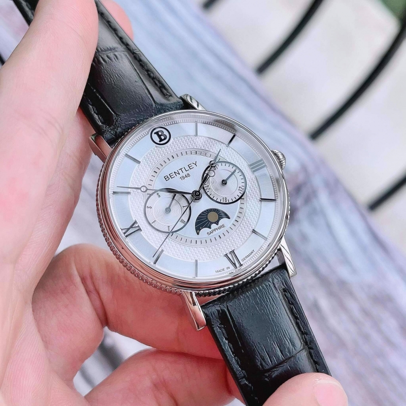 BENTLEY BL1865-30MWWB - NAM - KÍNH SAPPHIRE - DÂY DA - PIN - SIZE 40MM - MÁY ĐỨC - Ảnh 4