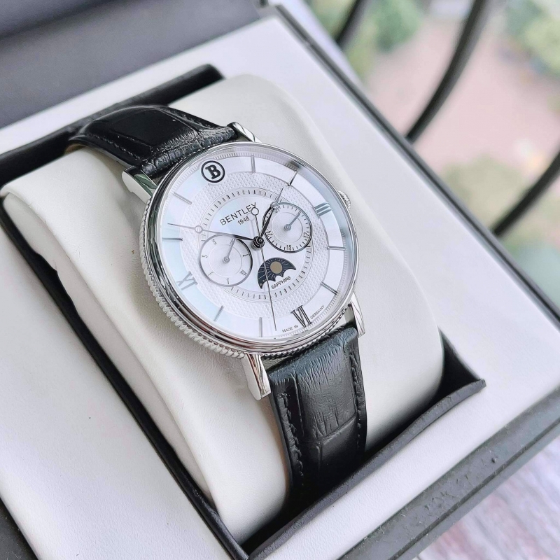 BENTLEY BL1865-30MWWB - NAM - KÍNH SAPPHIRE - DÂY DA - PIN - SIZE 40MM - MÁY ĐỨC - Ảnh 2