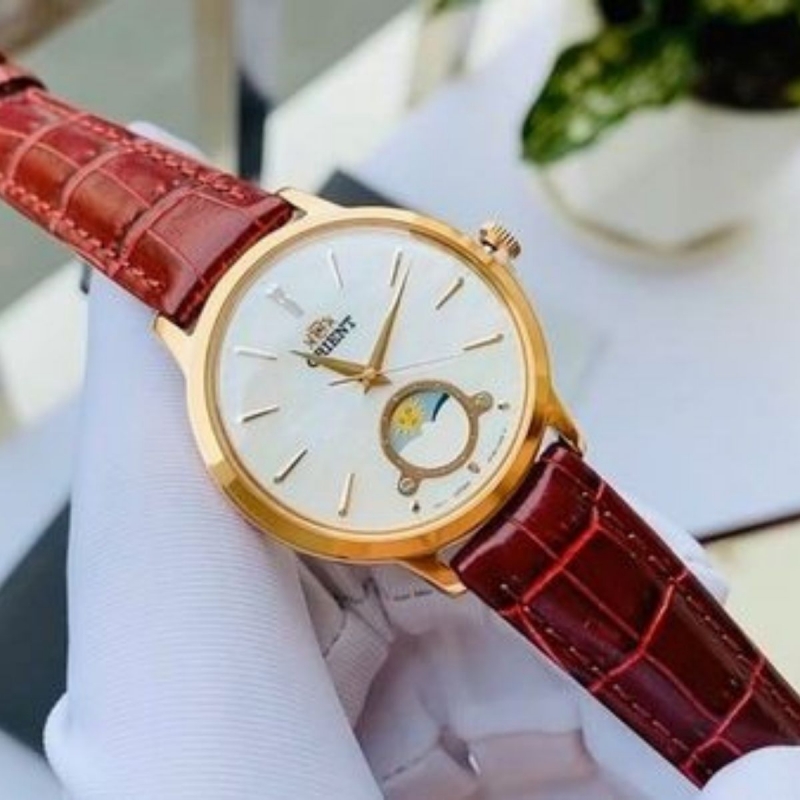 ORIENT SUN AND MOON RA-KB0002A10B - NỮ - KÍNH KHOÁNG - DÂY DA - PIN - SIZE 34MM - MÁY NHẬT - Ảnh 4