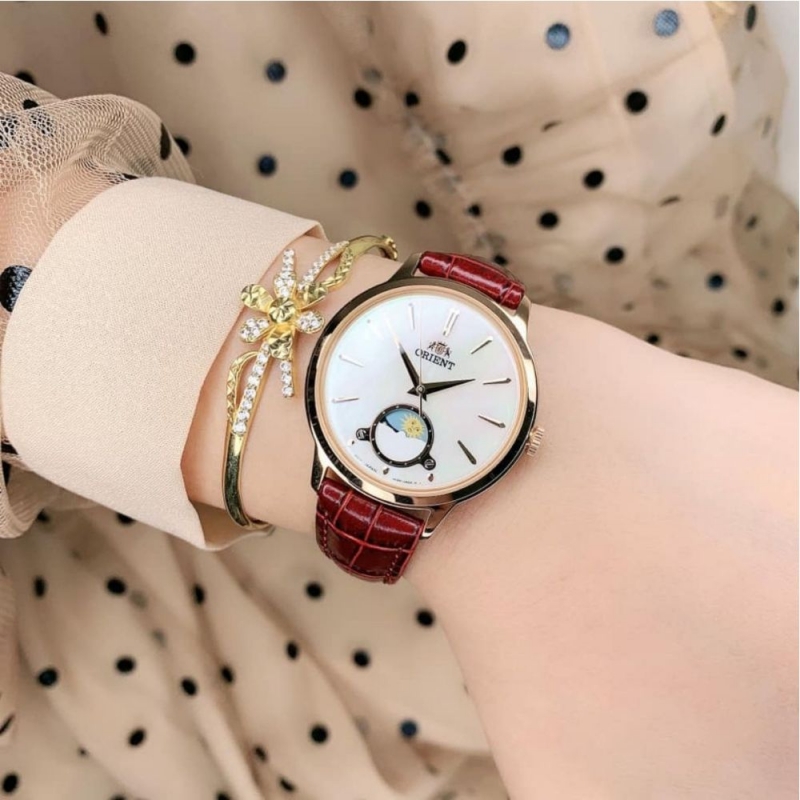 ORIENT SUN AND MOON RA-KB0002A10B - NỮ - KÍNH KHOÁNG - DÂY DA - PIN - SIZE 34MM - MÁY NHẬT - Ảnh 5
