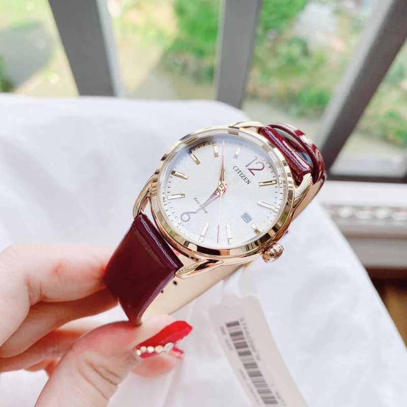 CITIZEN FE6083-05P - NỮ - KÍNH KHOÁNG - DÂY DA - ECO DRIVE - SIZE 34MM - MÁY NHẬT - Ảnh 5