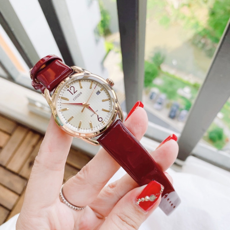 CITIZEN FE6083-05P - NỮ - KÍNH KHOÁNG - DÂY DA - ECO DRIVE - SIZE 34MM - MÁY NHẬT - Ảnh 3