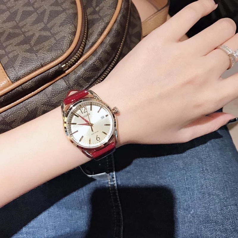 CITIZEN FE6083-05P - NỮ - KÍNH KHOÁNG - DÂY DA - ECO DRIVE - SIZE 34MM - MÁY NHẬT - Ảnh 7