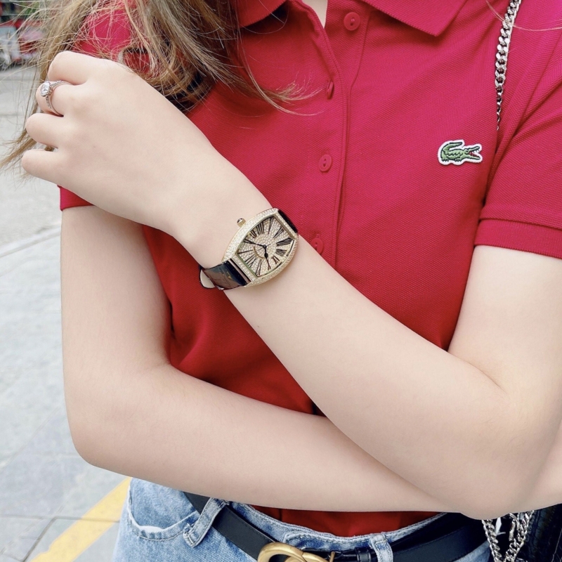 CHRISTIAN VAN SANT ELEGANT BLACK LEATHER CV4842 - NỮ - KÍNH KHOÁNG - DÂY DA - PIN - SIZE 36MM - MÁY HOA KỲ - Ảnh 7
