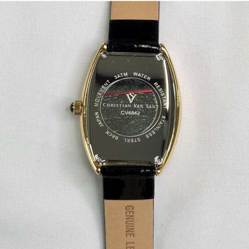 CHRISTIAN VAN SANT ELEGANT BLACK LEATHER CV4842 - NỮ - KÍNH KHOÁNG - DÂY DA - PIN - SIZE 36MM - MÁY HOA KỲ - Ảnh 4