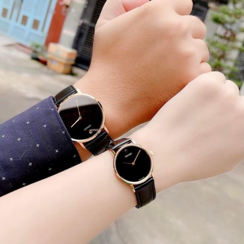 MOVADO MUSEUM SIGNATURE 0607591 & 0607599 - ĐỒNG HỒ ĐÔI - KÍNH SAPPHIRE - DÂY DA - PIN - SIZE 40&28 MM - MÁY THỤY SỸ - Ảnh 2
