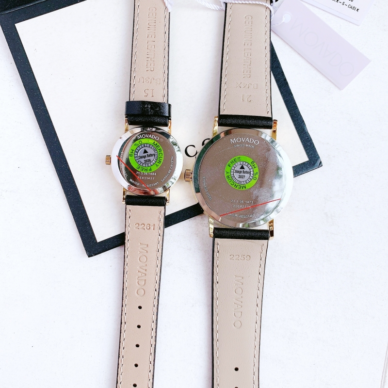 MOVADO MUSEUM SIGNATURE 0607591 & 0607599 - ĐỒNG HỒ ĐÔI - KÍNH SAPPHIRE - DÂY DA - PIN - SIZE 40&28 MM - MÁY THỤY SỸ - Ảnh 3