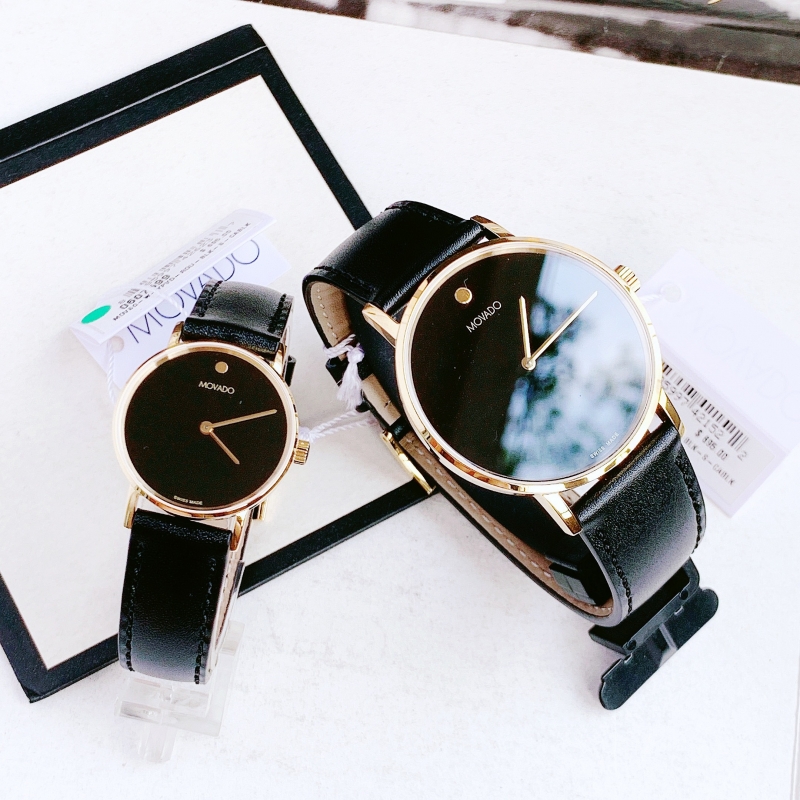 MOVADO MUSEUM SIGNATURE 0607591 & 0607599 - ĐỒNG HỒ ĐÔI - KÍNH SAPPHIRE - DÂY DA - PIN - SIZE 40&28 MM - MÁY THỤY SỸ - Ảnh 4