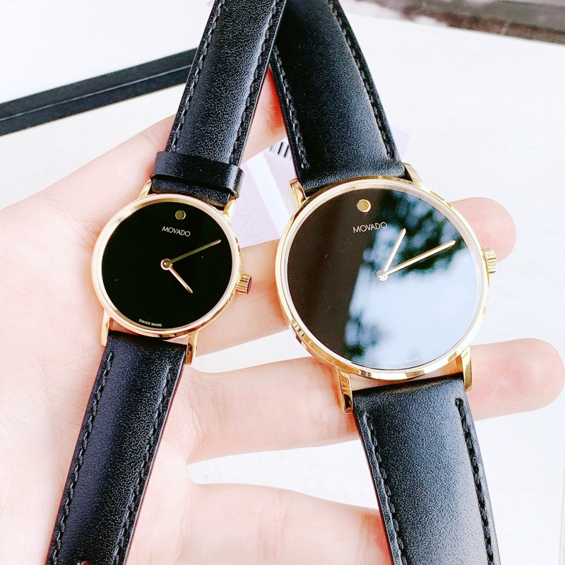 MOVADO MUSEUM SIGNATURE 0607591 & 0607599 - ĐỒNG HỒ ĐÔI - KÍNH SAPPHIRE - DÂY DA - PIN - SIZE 40&28 MM - MÁY THỤY SỸ - Ảnh 5