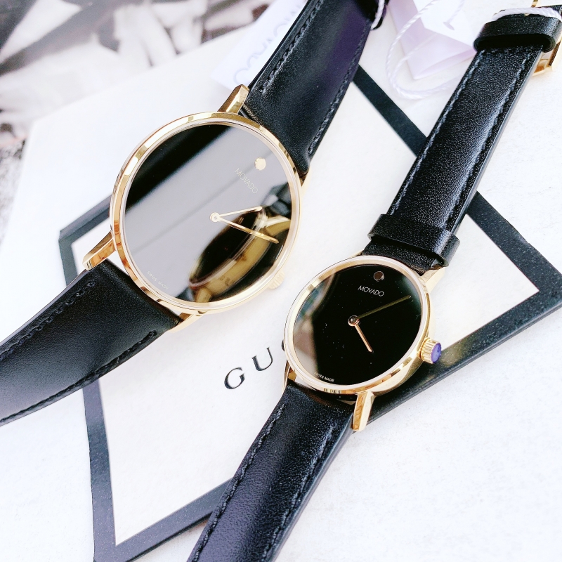 MOVADO MUSEUM SIGNATURE 0607591 & 0607599 - ĐỒNG HỒ ĐÔI - KÍNH SAPPHIRE - DÂY DA - PIN - SIZE 40&28 MM - MÁY THỤY SỸ - Ảnh 7