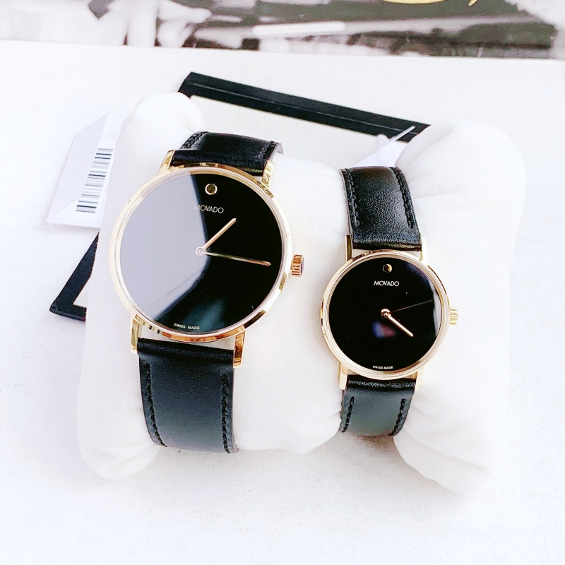 MOVADO MUSEUM SIGNATURE 0607591 & 0607599 - ĐỒNG HỒ ĐÔI - KÍNH SAPPHIRE - DÂY DA - PIN - SIZE 40&28 MM - MÁY THỤY SỸ - Ảnh 8