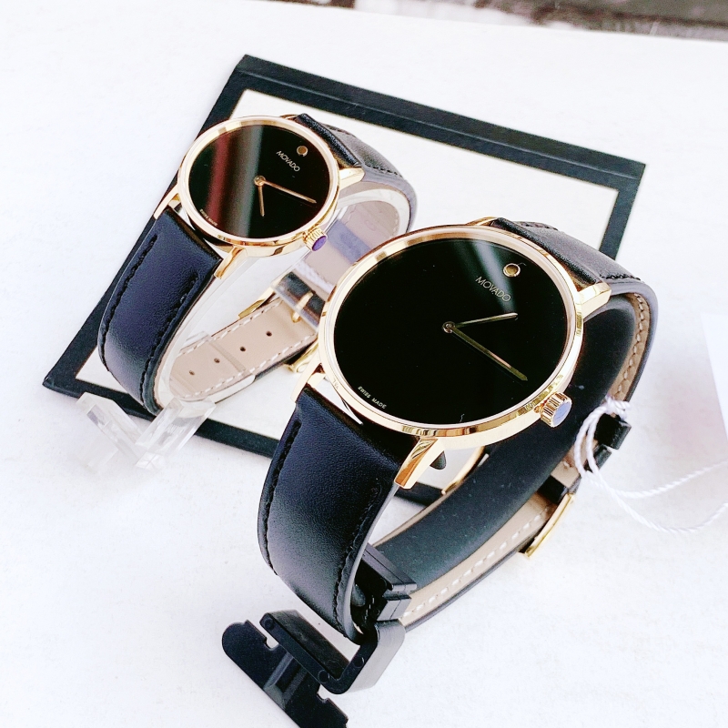 MOVADO MUSEUM SIGNATURE 0607591 & 0607599 - ĐỒNG HỒ ĐÔI - KÍNH SAPPHIRE - DÂY DA - PIN - SIZE 40&28 MM - MÁY THỤY SỸ - Ảnh 9