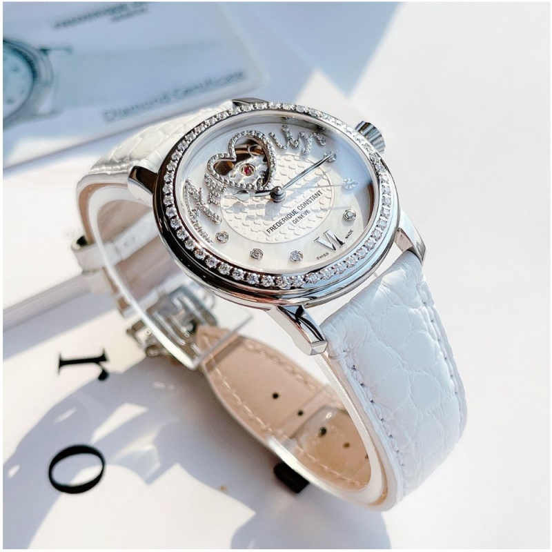 FREDERIQUE CONSTANT AMOUR HEARTBEAT LIMITED FC-310SQ2PD6 - NỮ - KÍNH SAPPHIRE - DÂY DA - AUTOMATIC - SIZE 34MM - MÁY THỤY SỸ - Ảnh 6