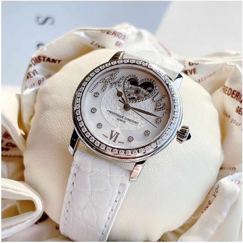 FREDERIQUE CONSTANT AMOUR HEARTBEAT LIMITED FC-310SQ2PD6 - NỮ - KÍNH SAPPHIRE - DÂY DA - AUTOMATIC - SIZE 34MM - MÁY THỤY SỸ - Ảnh 5