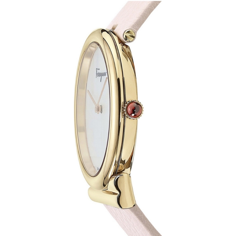 SALVATORE FERRAGAMO GANCINO PINK 91461 - NỮ - KÍNH SAPPHIRE - DÂY DA - PIN - SIZE 34MM - MÁY ITALIA - Ảnh 3