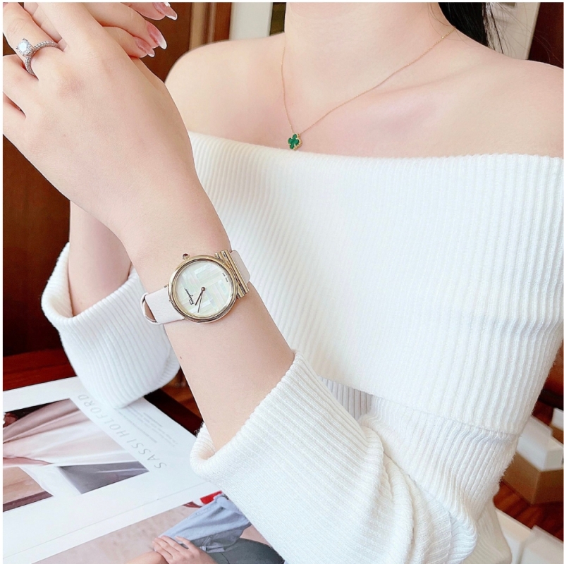 SALVATORE FERRAGAMO GANCINO PINK 91461 - NỮ - KÍNH SAPPHIRE - DÂY DA - PIN - SIZE 34MM - MÁY ITALIA - Ảnh 2