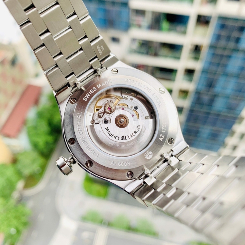 MAURICE LACROIX AIKON AI6008-SS002-630-1 - NAM - KÍNH SAPPHIRE - DÂY KIM LOẠI - AUTOMATIC - SIZE 42MM - MÁY THỤY SỸ - Ảnh 6