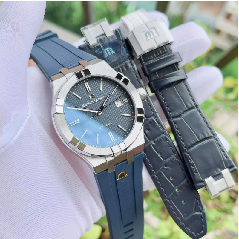 MAURICE LACROIX AIKON AI6008-SS00B-430-4 - NAM - KÍNH SAPPHIRE - DÂY CAO SU - AUTOMATIC - SIZE 42MM - MÁY THỤY SỸ - Ảnh 3