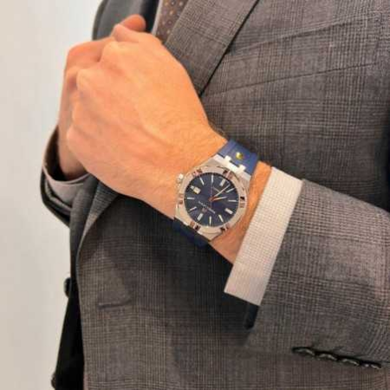 MAURICE LACROIX AIKON AI6008-SS00B-430-4 - NAM - KÍNH SAPPHIRE - DÂY CAO SU - AUTOMATIC - SIZE 42MM - MÁY THỤY SỸ - Ảnh 2