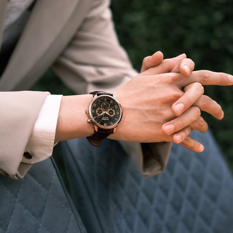 CITIZEN ECO-DRIVE MOONPHASE AP1059-19E - NAM - KÍNH SAPPHIRE - DÂY DA - AUTOMATIC - SIZE 42MM - MÁY NHẬT - Ảnh 8