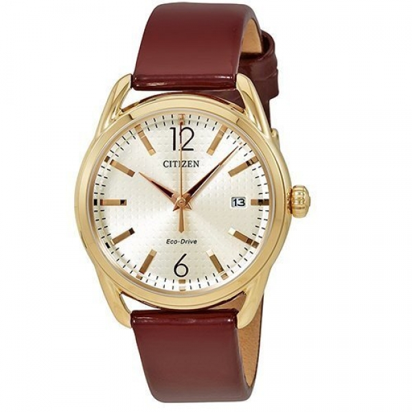 CITIZEN FE6083-05P - NỮ - KÍNH KHOÁNG - DÂY DA - ECO DRIVE - SIZE 34MM - MÁY NHẬT