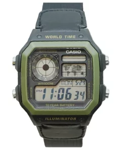 CASIO AE-1200WHB-1BVDF - NAM - KÍNH NHỰA - DÂY VẢI - PIN - SIZE 45mm - MÁY NHẬT
