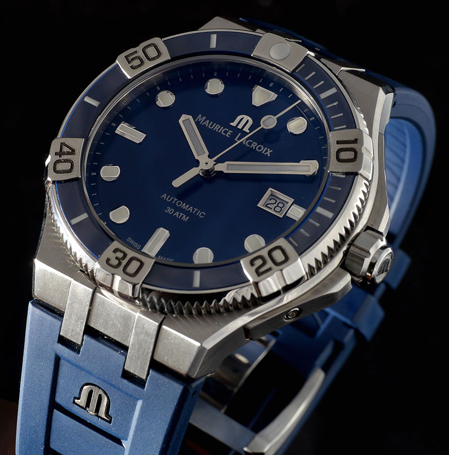 MAURICE LACROIX AIKON AI6058-SS001-430-1 - NAM - KÍNH SAPPHIRE - DÂY CAO SU - AUTOMATIC - SIZE 43MM - MÁY THỤY SỸ - Ảnh 5