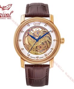 OGIVAL OG358.37AGR-GL (KIM KÊ) - NAM - KÍNH SAPPHIRE - DÂY DA - AUTOMATIC - SIZE 42MM - MÁY THỤY SỸ