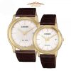 CITIZEN AW1212-10A & FE6012-11A - ĐỒNG HỒ ĐÔI - KÍNH KHOÁNG - DÂY DA - ECO DRIVE - SIZE 42&33MM - MÁY NHẬT