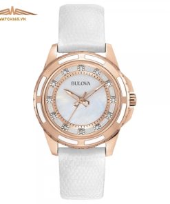 BOLUVA 98P119 - NỮ - KÍNH KHOÁNG - DÂY DA - PIN - SIZE 32MM - MÁY THỤY SỸ
