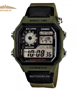 CASIO AE-1200WHB-3BVDF - NAM - KÍNH NHỰA - DÂY DÙ - PIN - SIZE 45mm - MÁY NHẬT